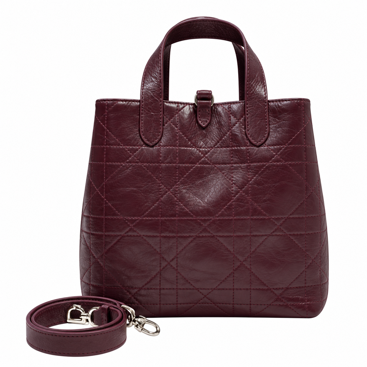 Dior Toujours Mini Tote in Burgundy Quilted Leather with Gold CD Charm