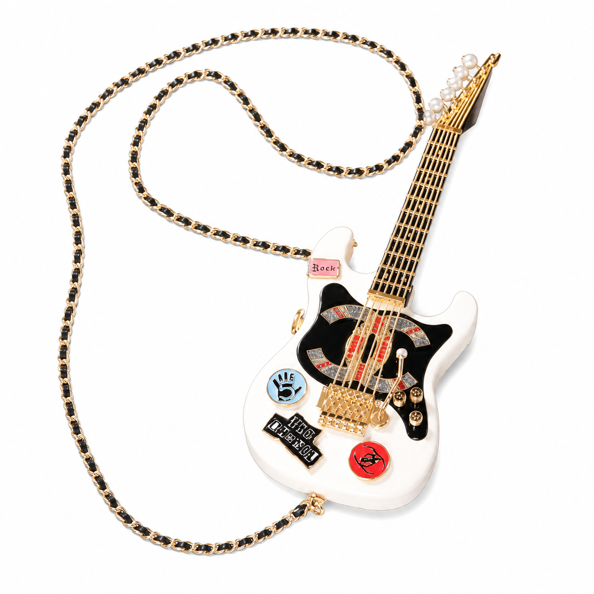 Chanel Guitar-Shaped Chain Crossbody Bag