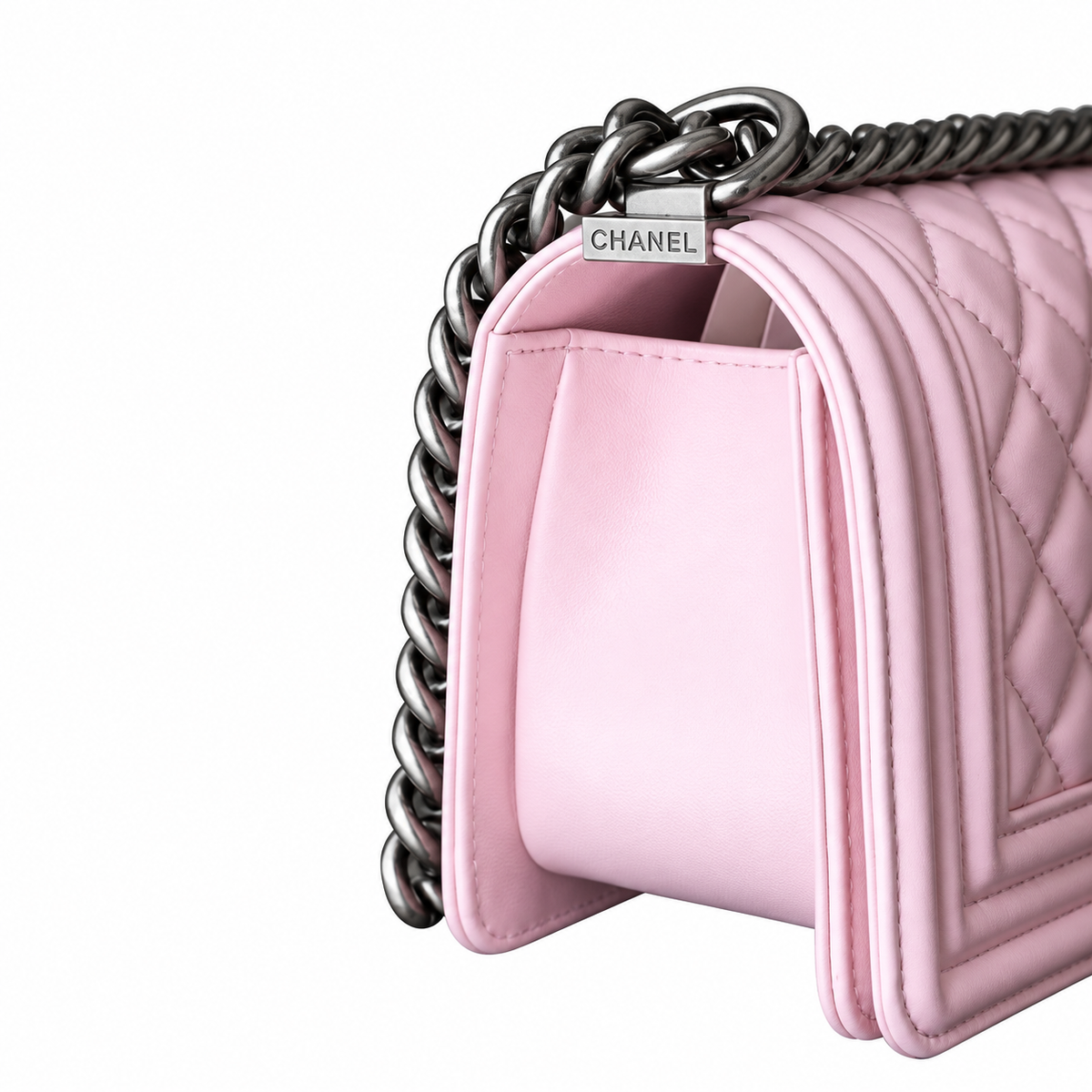 Chanel Pink Quilted Lambskin Boy Bag Silver Hardware