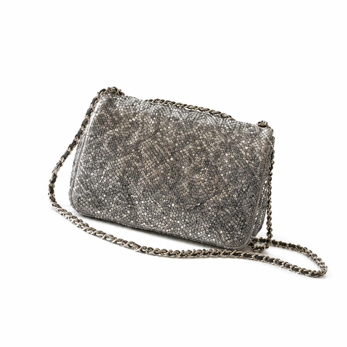Chanel Crystal Embellished Classic Flap Bag with Gold CC Lock