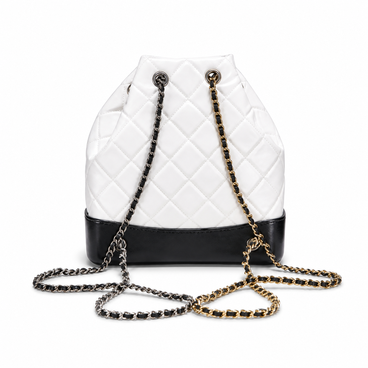 Chanel White Quilted Chain Backpack