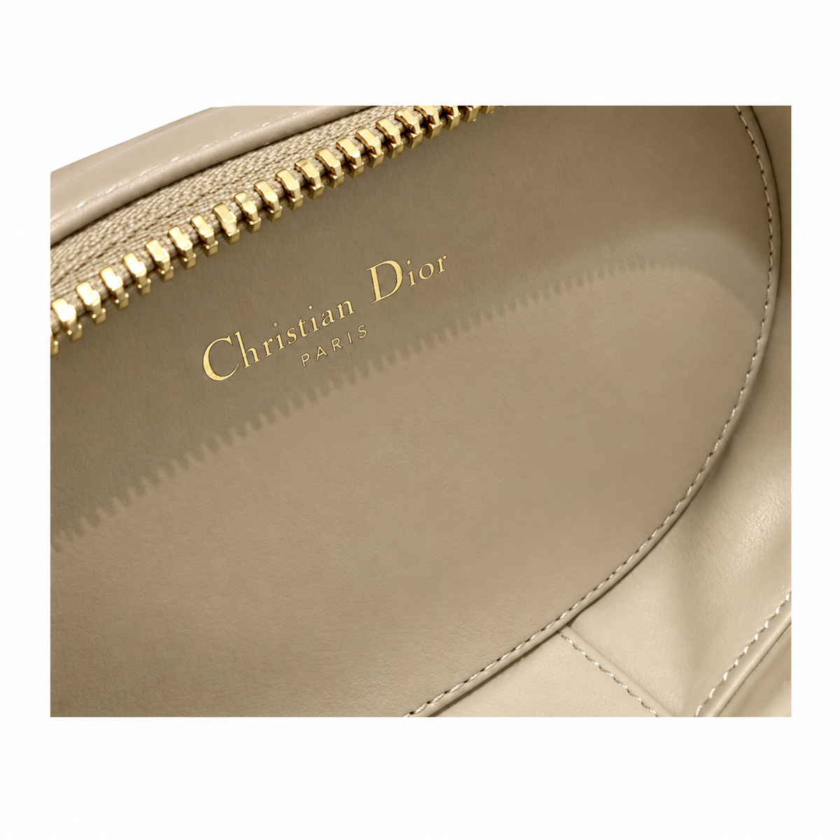 Dior Beige Oval CD Embossed Chain Bag