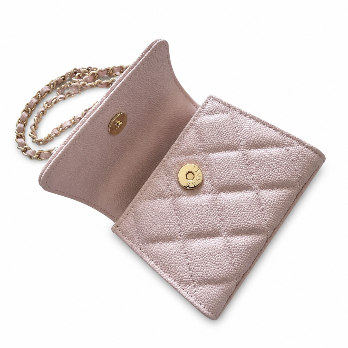 Chanel Pale Pink Quilted Mini Chain Bag