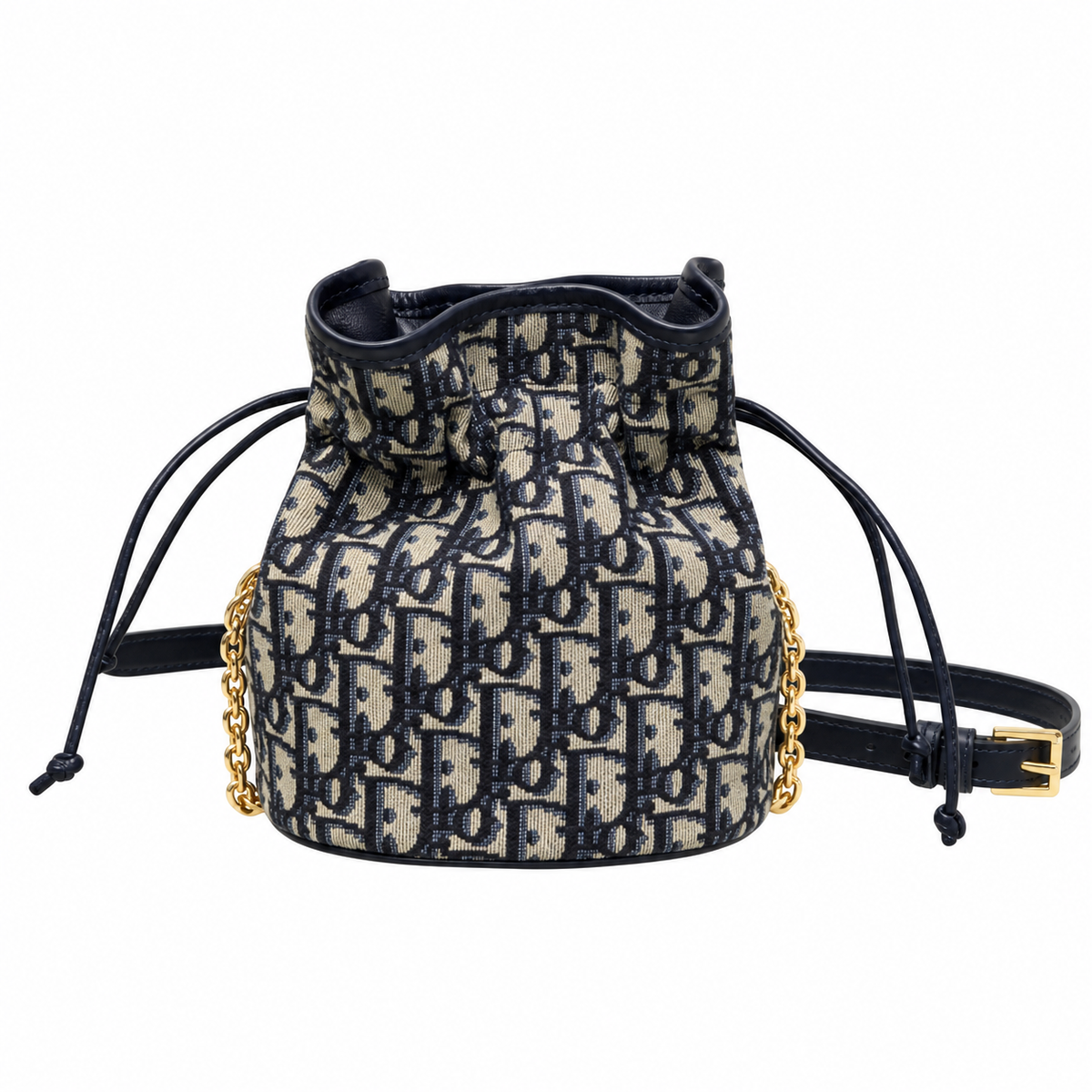 Dior Navy Oblique Jacquard Mini CD Bucket Bag