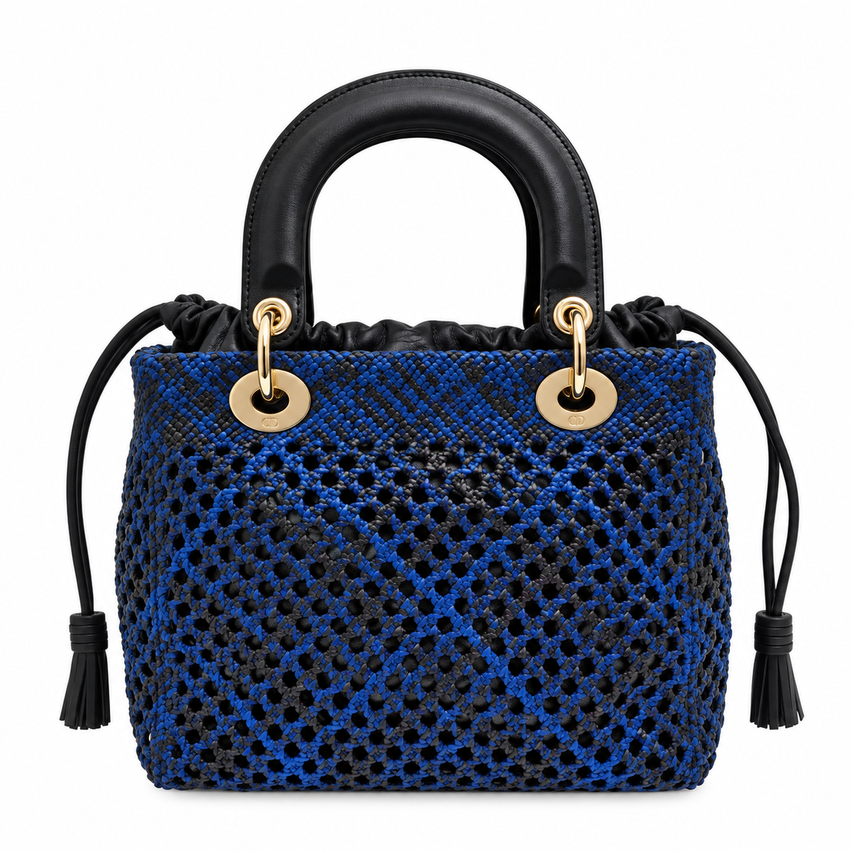 Lady Dior Medium Wicker Cannage Bag with DIOR Charms in Royal Blue