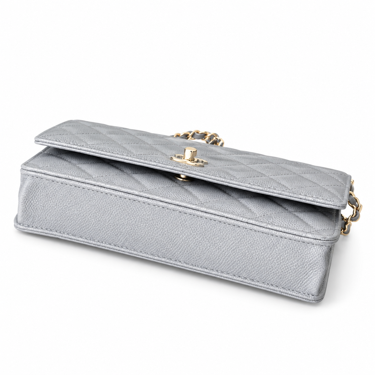 Chanel Ice Blue Quilted Mini Top Handle Flap Bag
