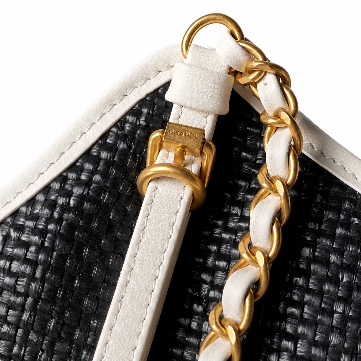 Chanel Quilted Tote Bag with Leather-Woven Chain Strap