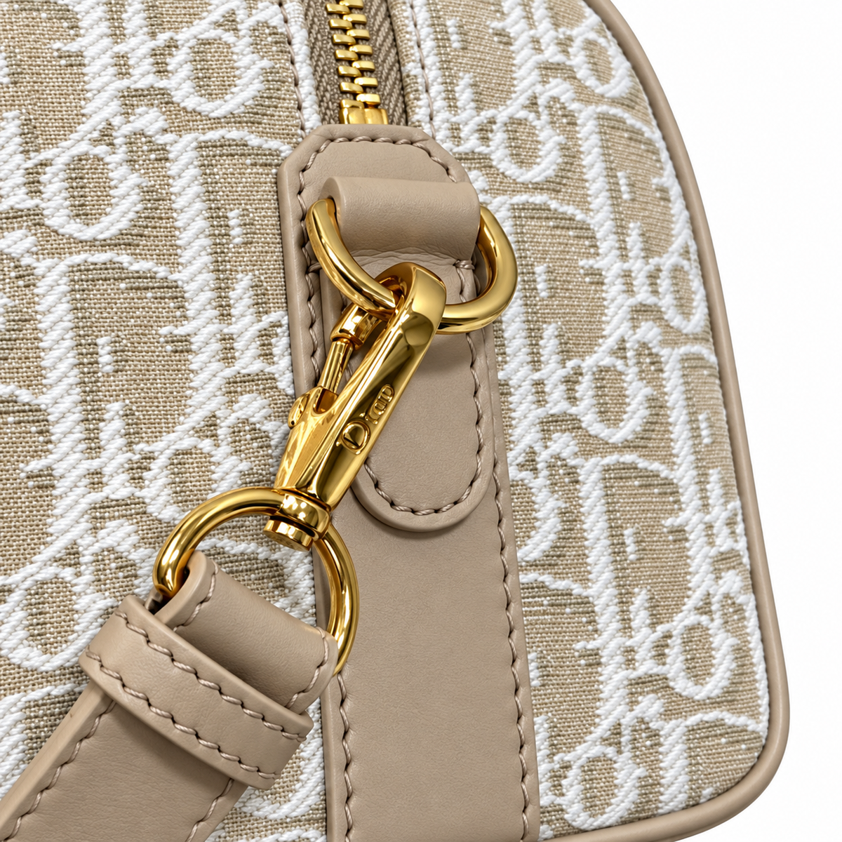 Dior Beige Oblique Jacquard Boston Bag
