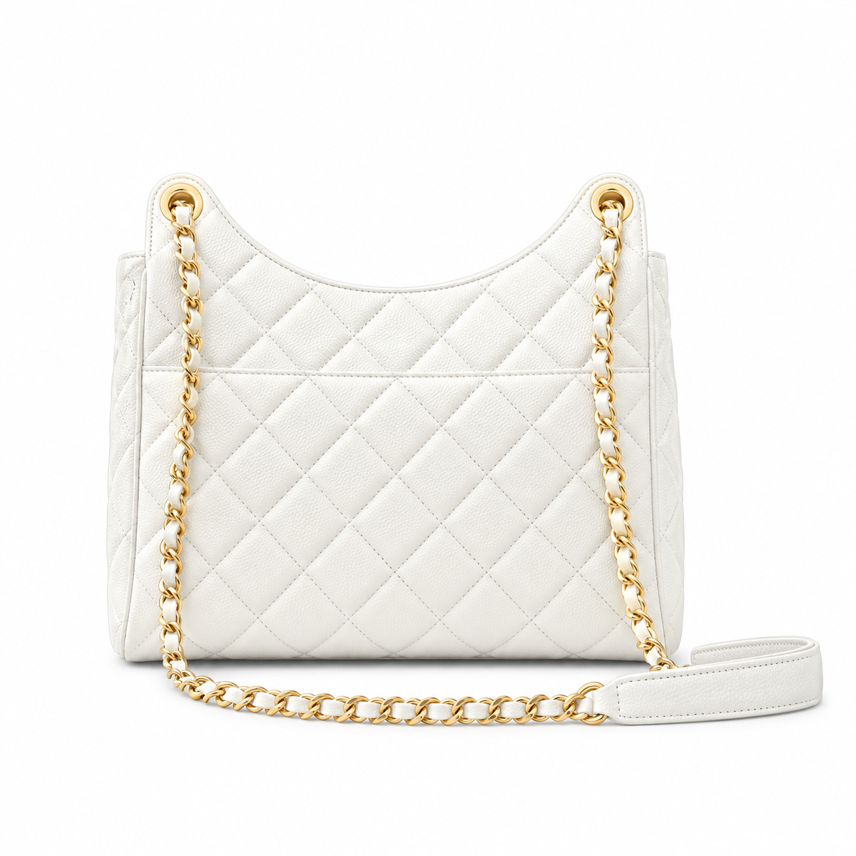 Chanel White Quilted Lambskin No.5 Hobo Bag with Chain