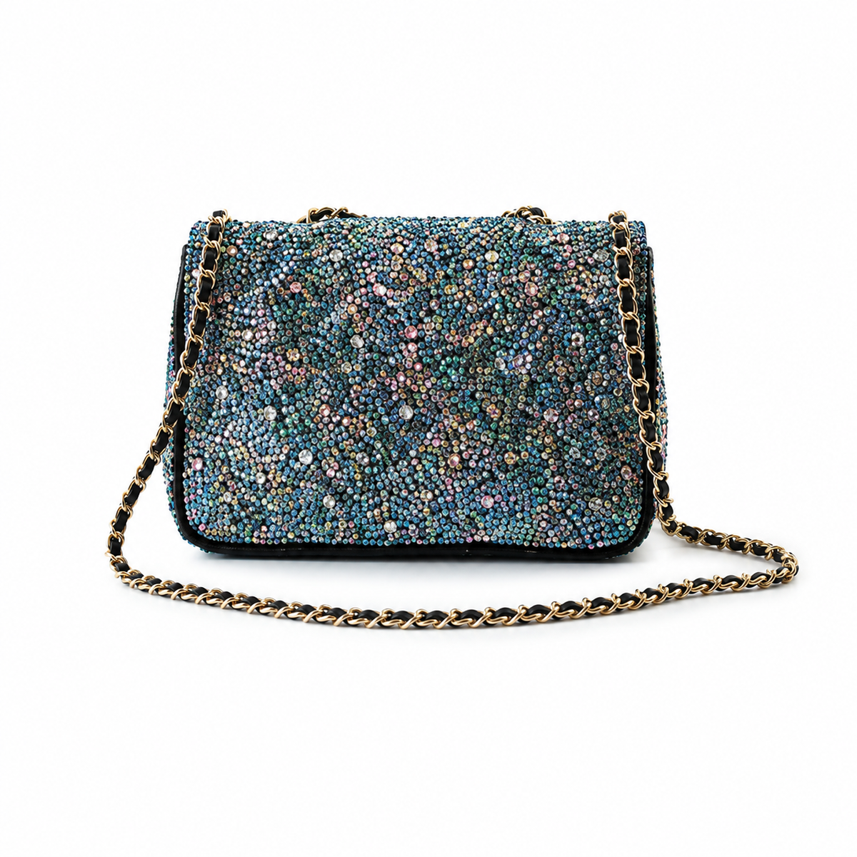 Chanel Multicolour Crystal Embellished Classic Flap Bag with Gold CC Lock