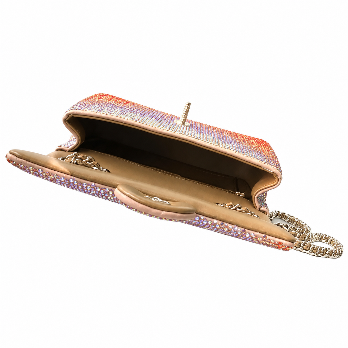 Chanel Crystal Ombre Sunset Clutch Bag with Gold Chain