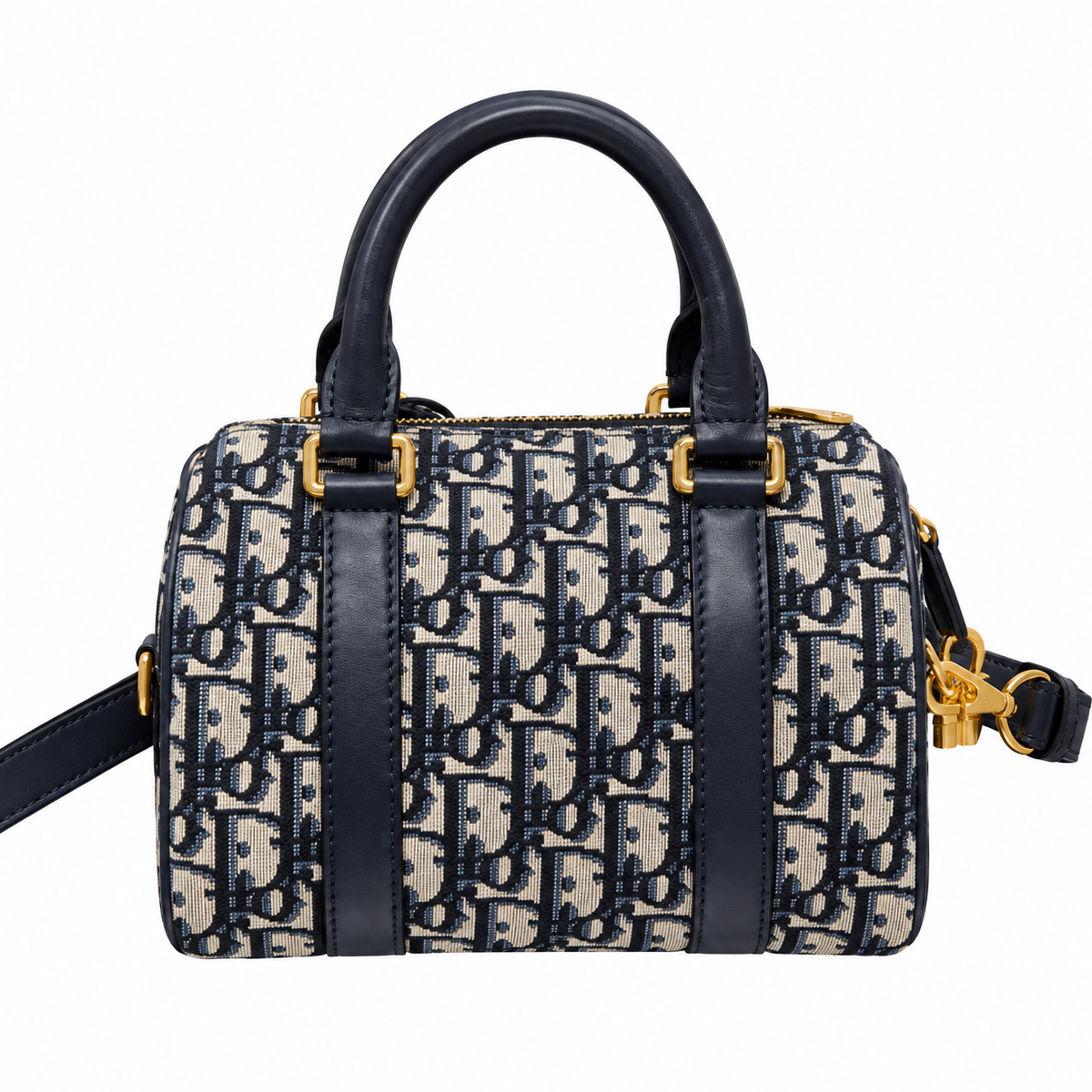 Dior Navy Oblique Jacquard Boston Bag