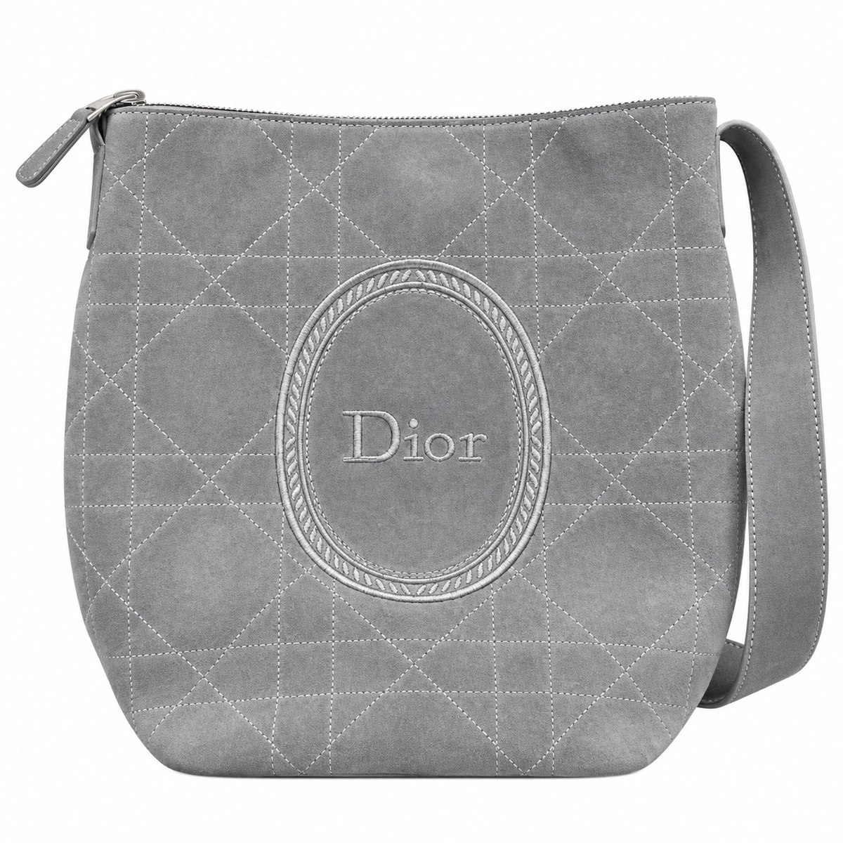 Dior Cannage Large Belt Bag with Pouch in Grey Mixed Materials