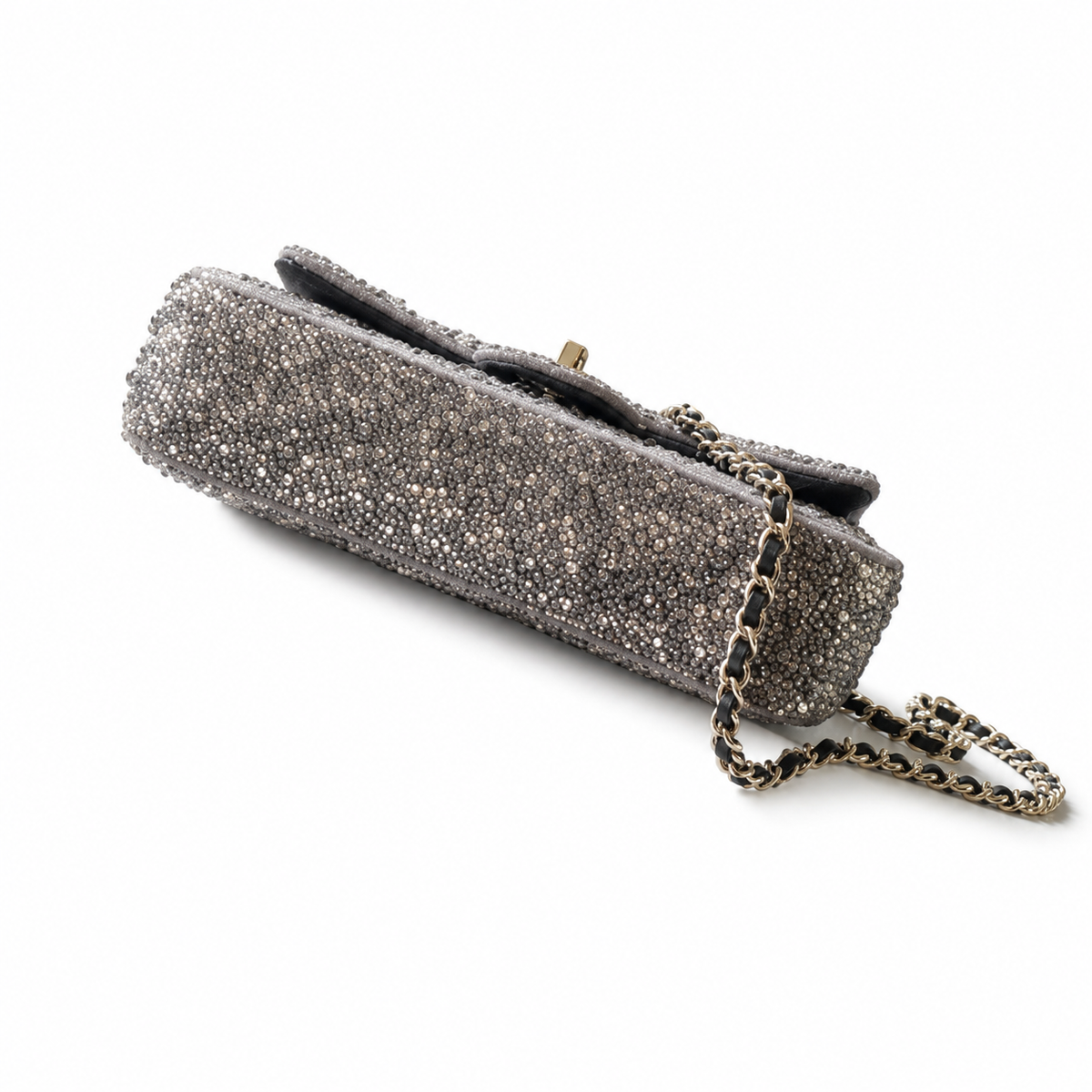 Chanel Crystal Embellished Classic Flap Bag with Gold CC Lock
