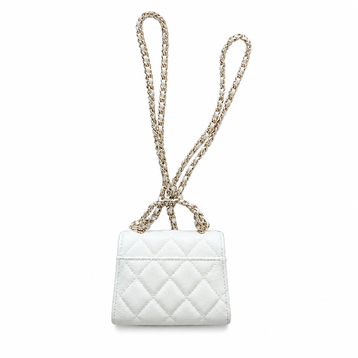 Chanel White Quilted Mini Top Handle Bag
