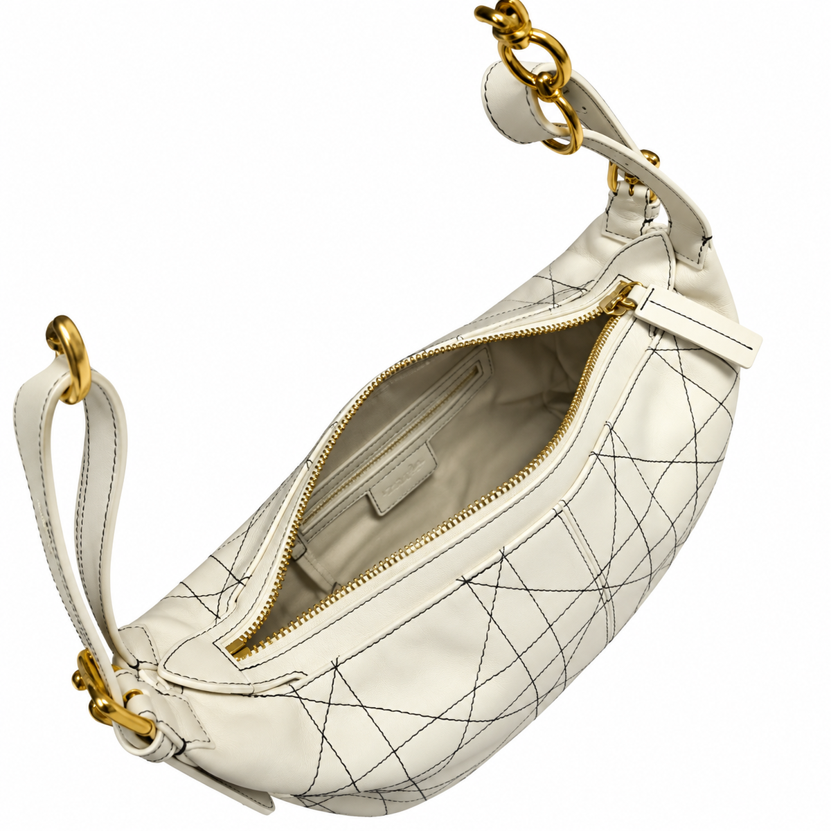 Dior Vibe Hobo Bag in White with Black Cannage Stitching
