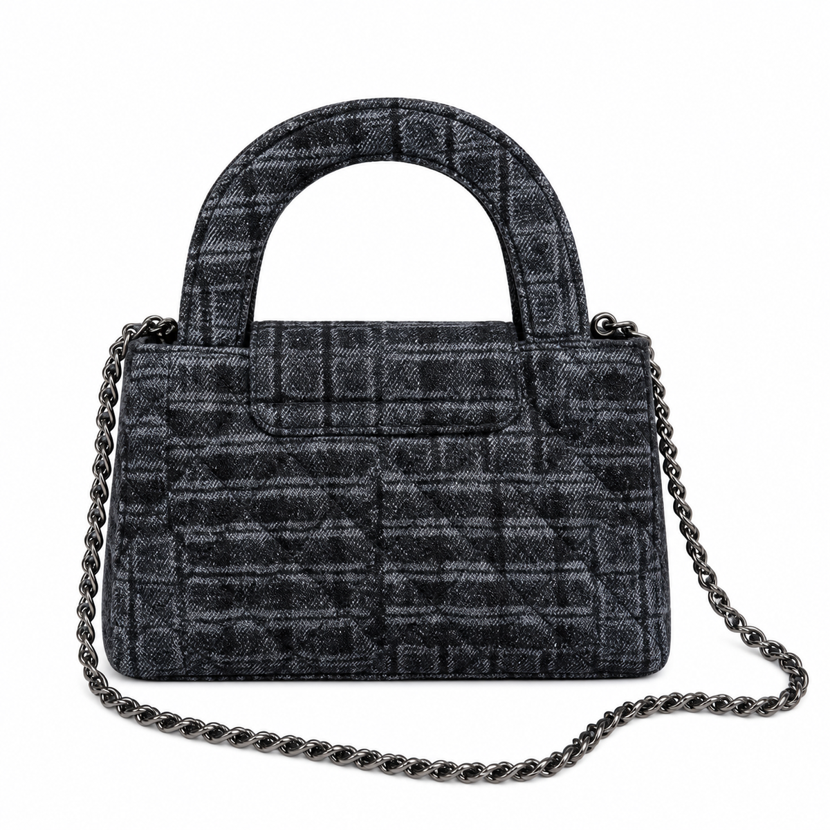 Chanel Dark Denim Quilted Mini Top Handle Flap Bag