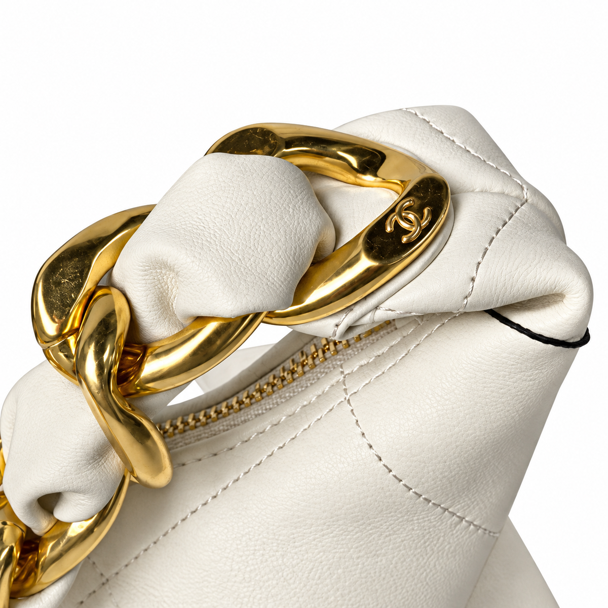 Chanel White Quilted Lambskin Large 19 Flap Bag