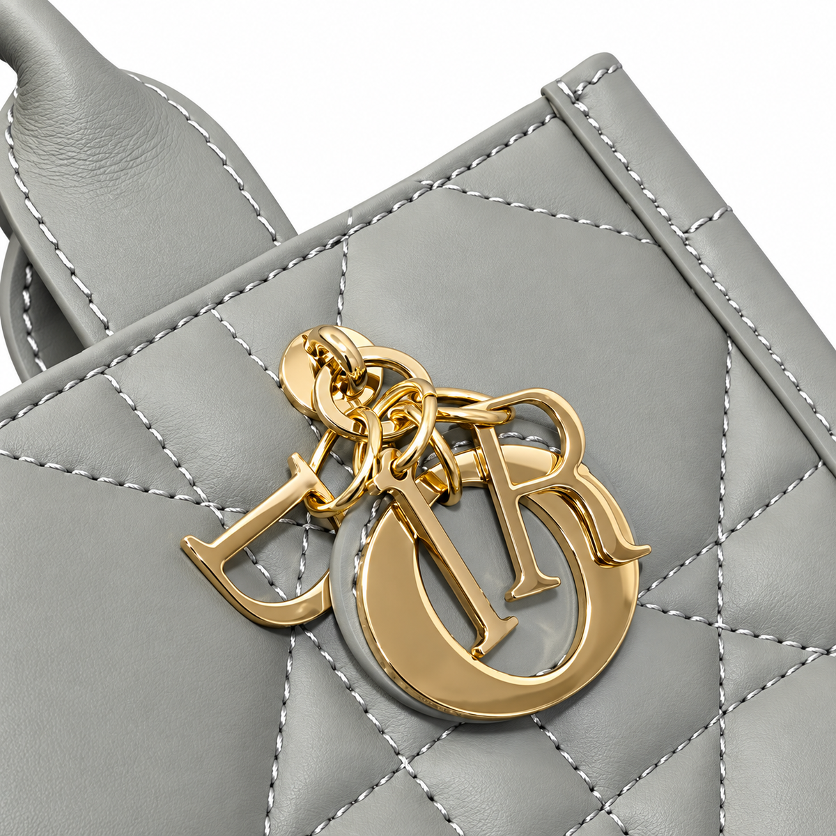 Dior Lady D-Joy Bag in Stone Grey Cannage Leather with Gold CD Charm