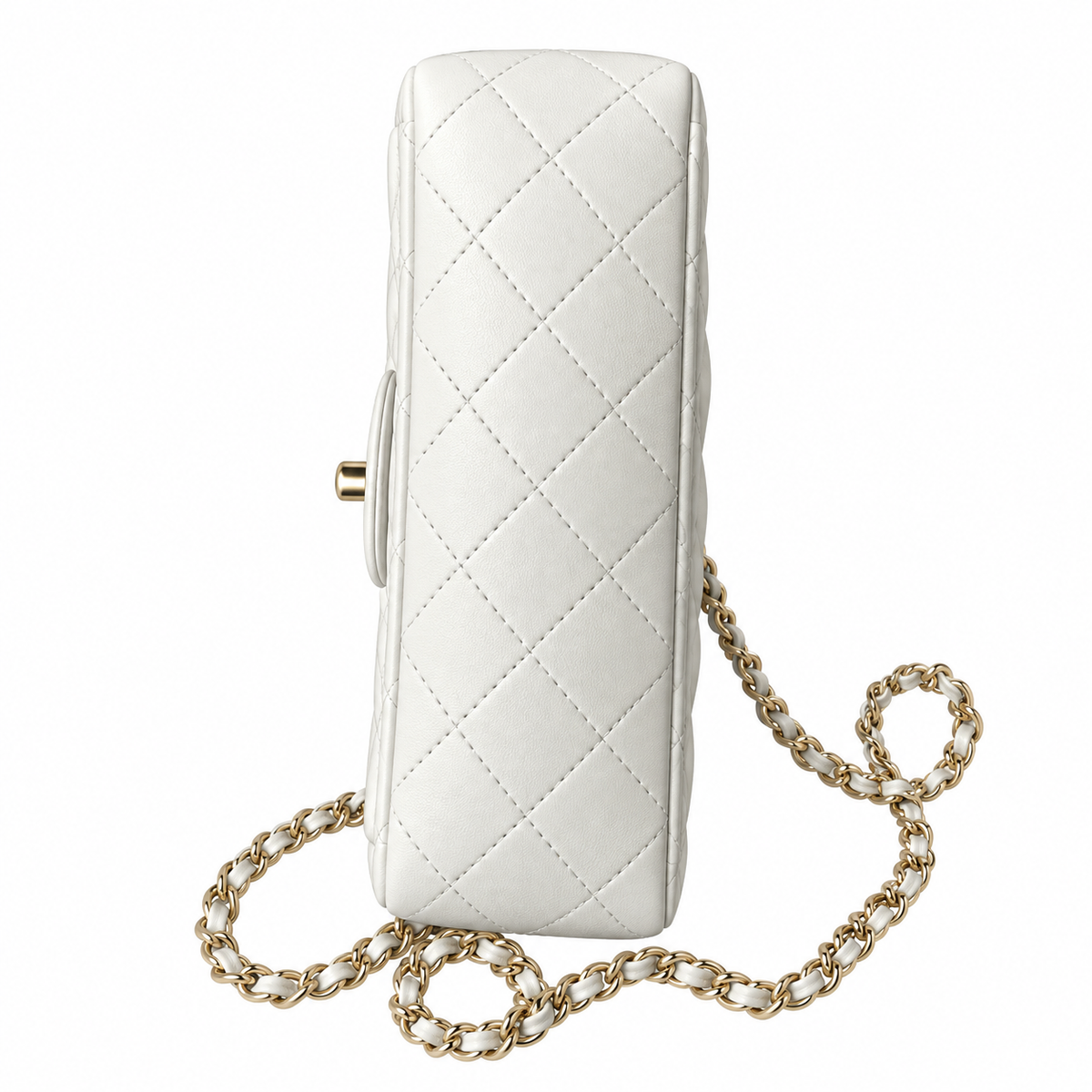 Chanel White Quilted Top Handle Flap Bag with Doll Charm