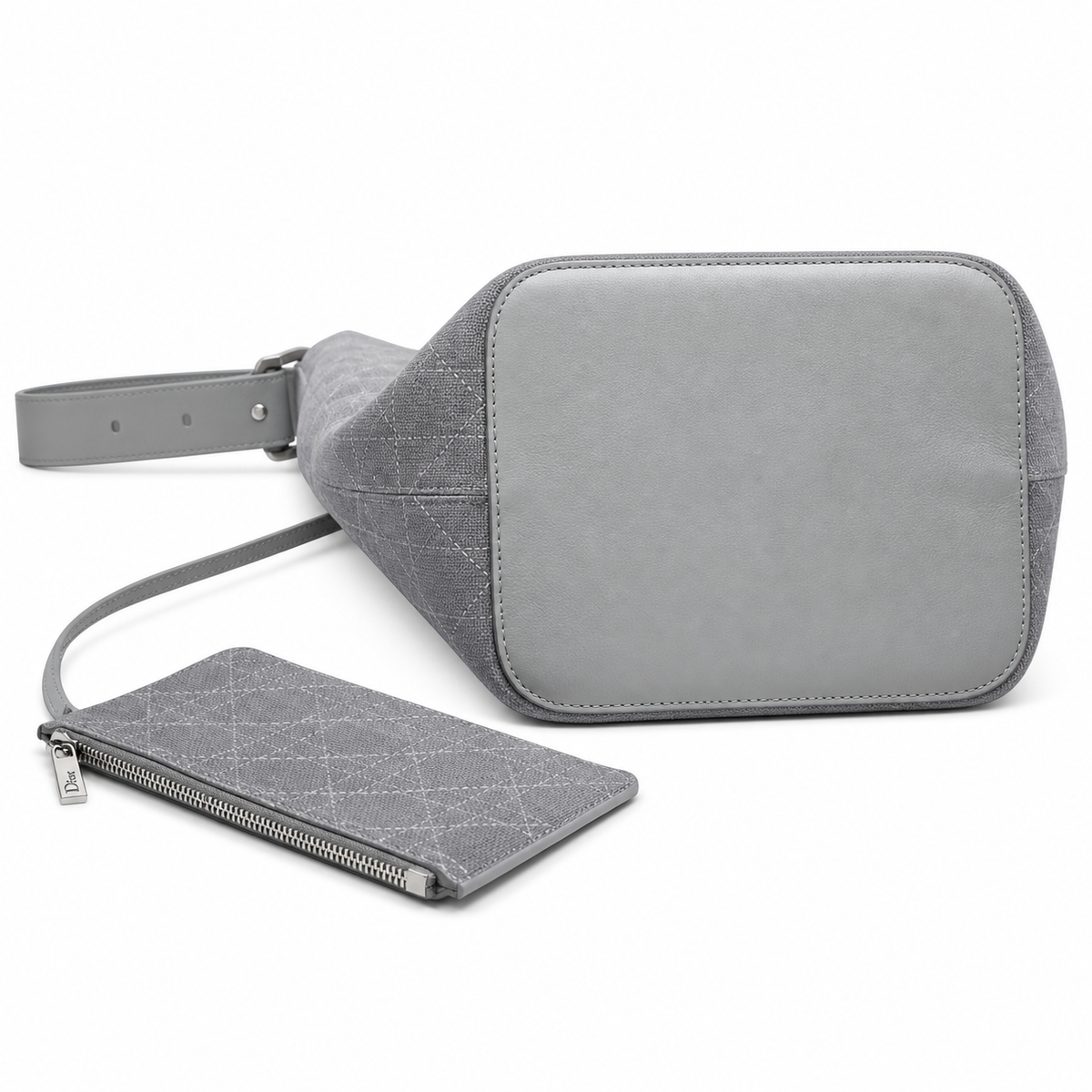 Dior Cannage Large Belt Bag with Pouch in Grey Mixed Materials