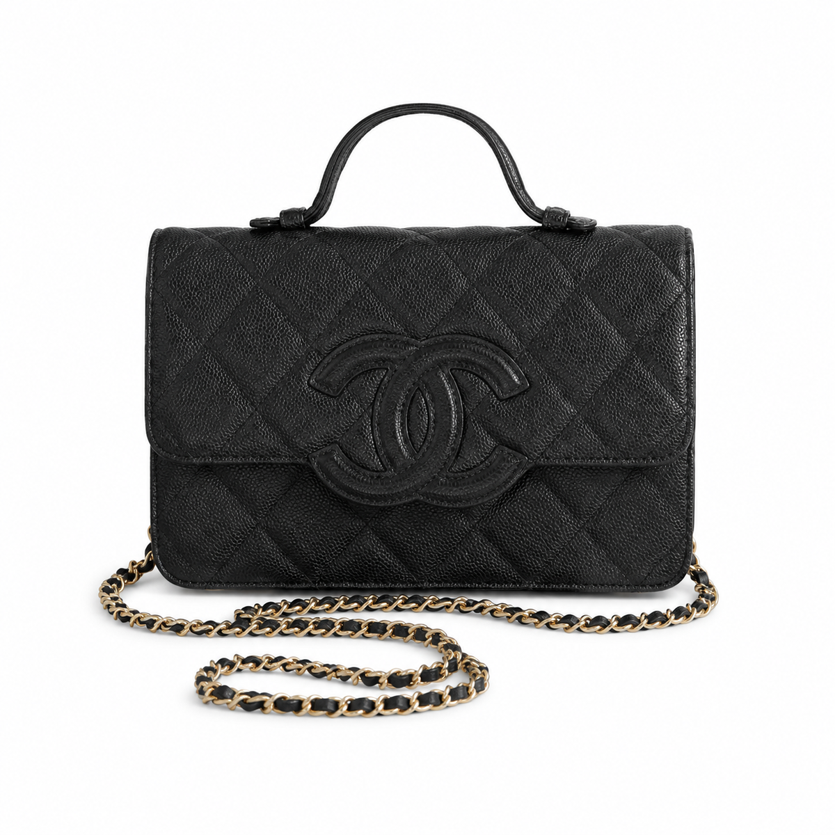 Chanel Quilted Top Handle Bag with Chain