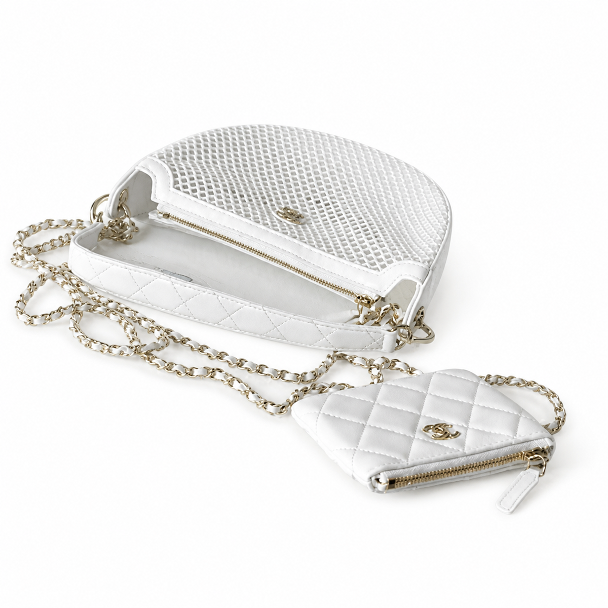 Chanel White Mesh Shoulder Bag
