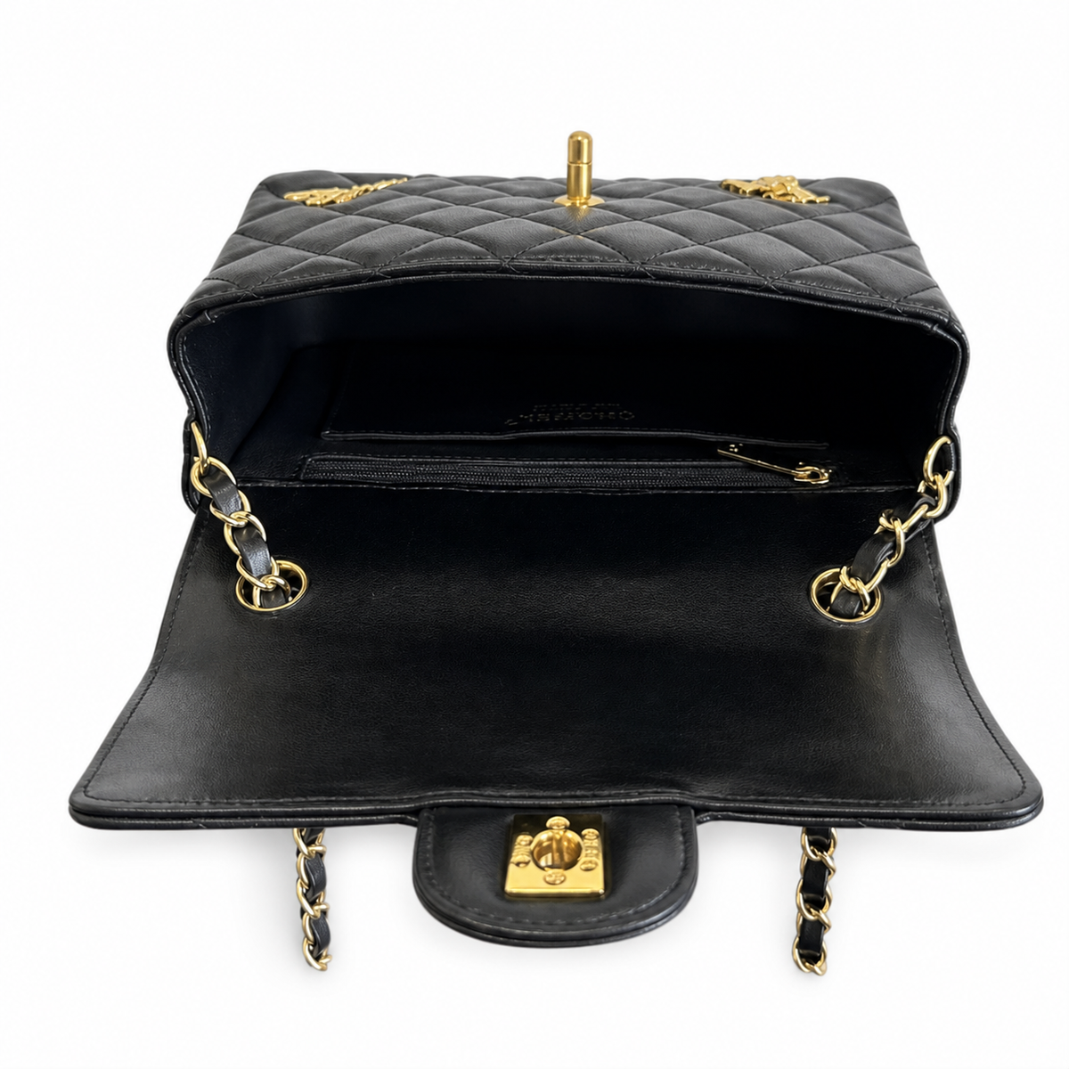 Chanel Black Quilted Charm Flap Bag