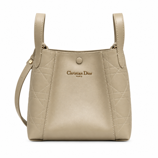 Dior Toujours Small Tote Bag in Stone with Christian Dior Logo
