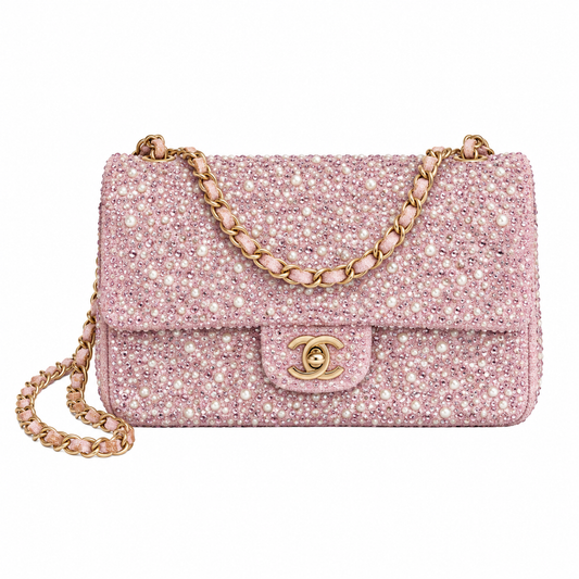 Chanel Pink Pearl Crystal Embellished Flap Bag