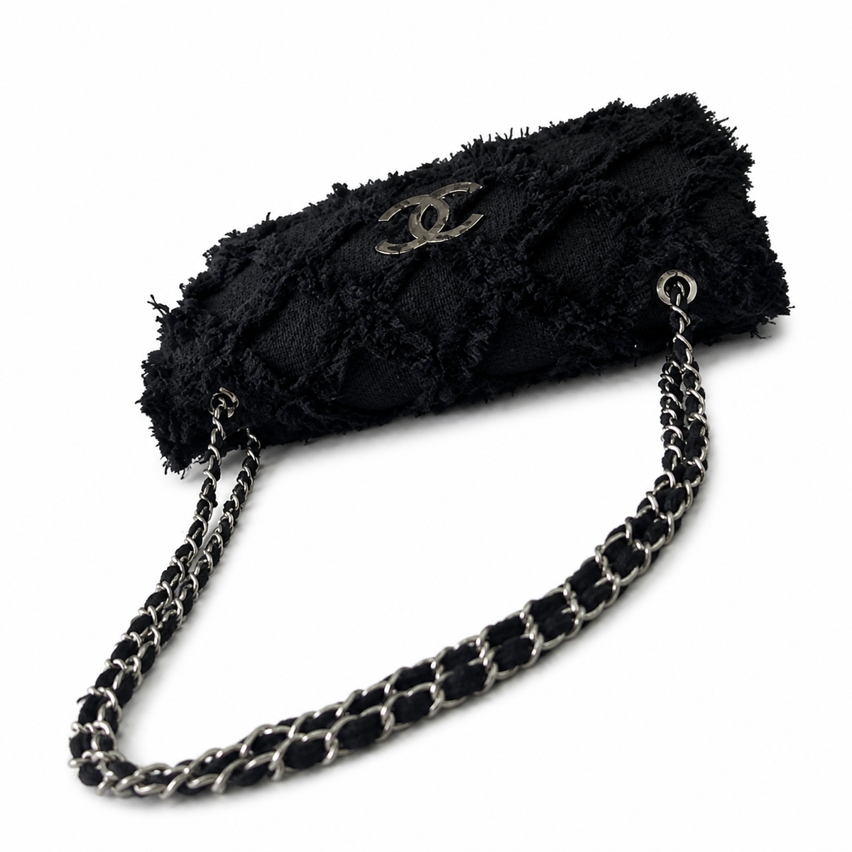 Chanel Black Fringed Flap Shoulder Bag