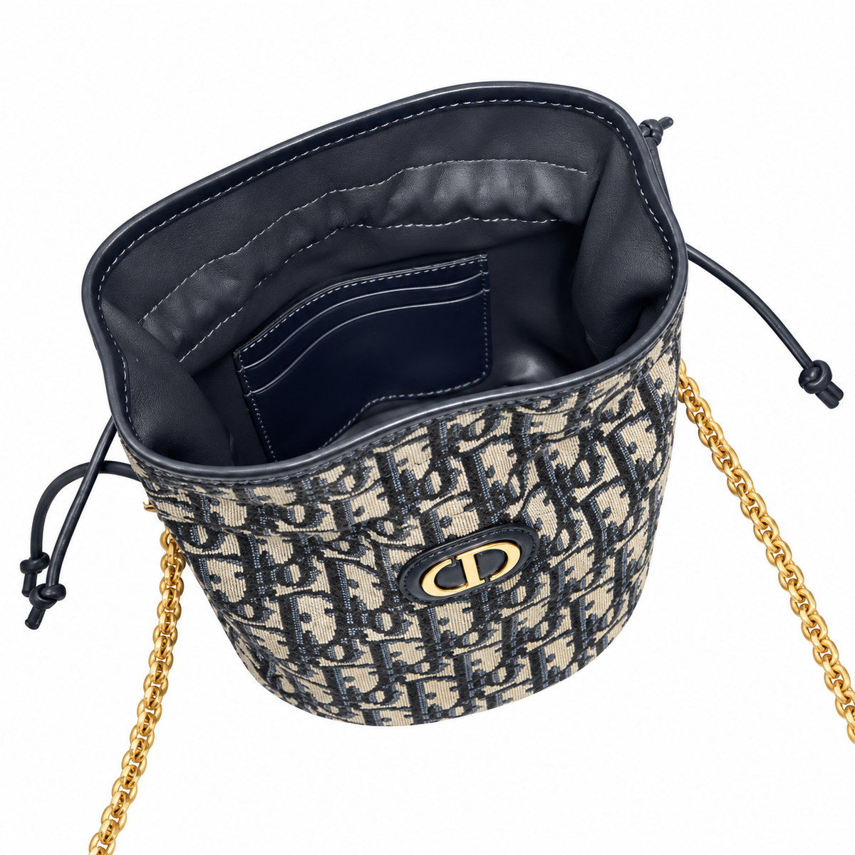 Dior Navy Oblique Jacquard Mini CD Bucket Bag