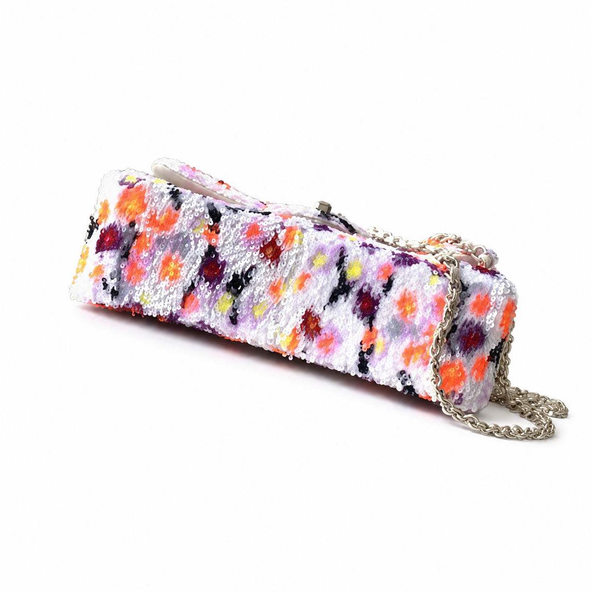 Chanel Classic Flap Bag in Floral Sequin Print with Gold CC Lock