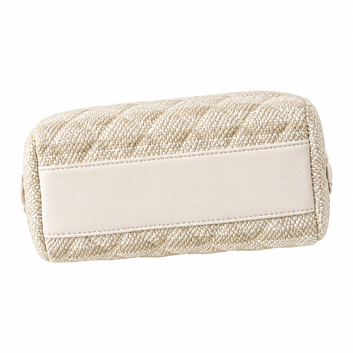Chanel Beige Quilted Raffia Bowling Bag with Chain