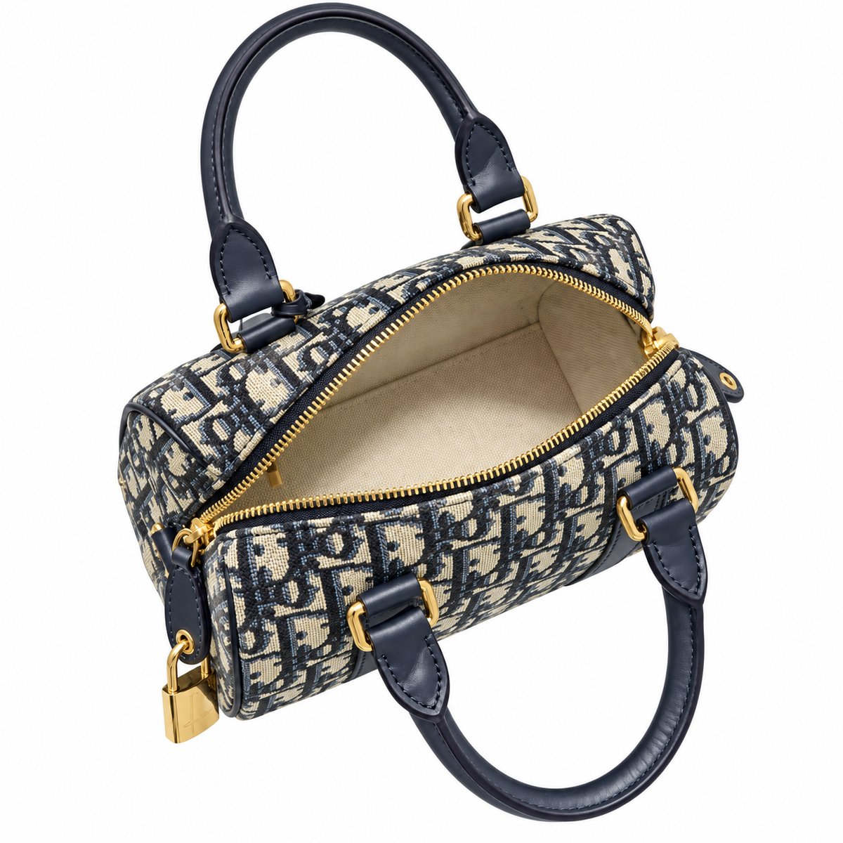 Dior Navy Oblique Jacquard Boston Bag