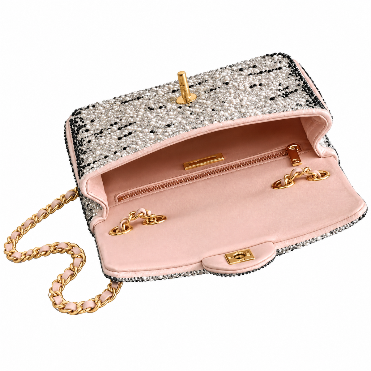 Chanel Pearl Crystal Quilted Classic Flap Bag