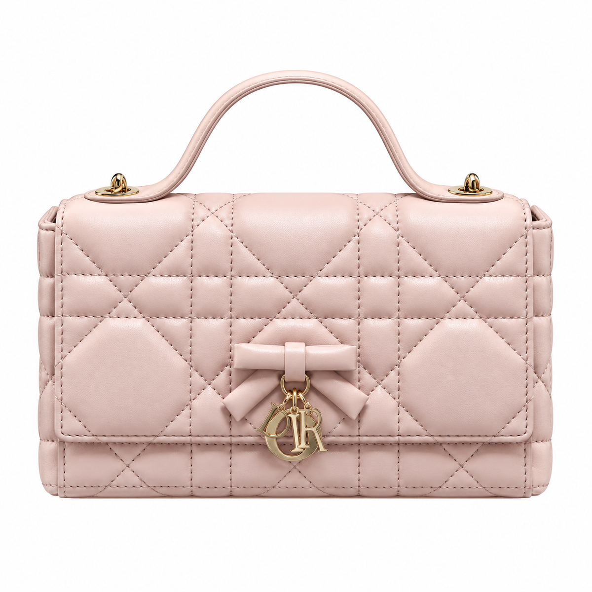 Dior Quilted Cannage Convertible Crossbody Bag with Top Handle