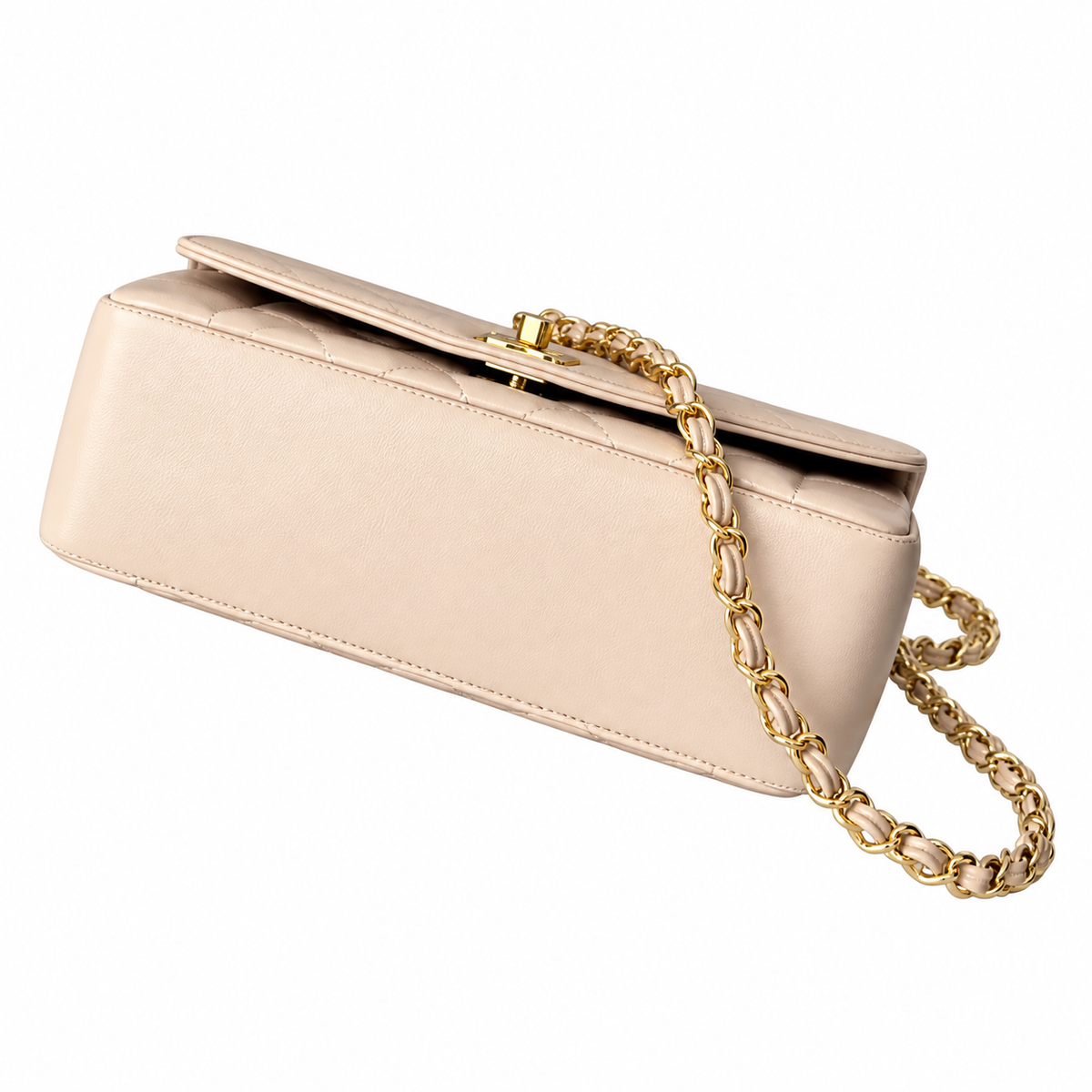 Chanel Beige Quilted Lambskin Classic Flap Bag