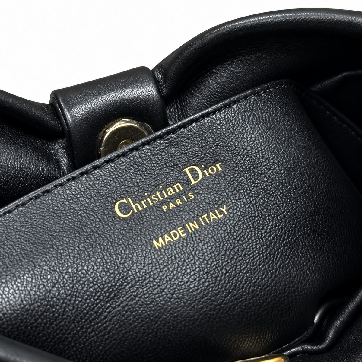 Dior Bow Bag in Black Leather with Floral Embroidery and Gold Chain