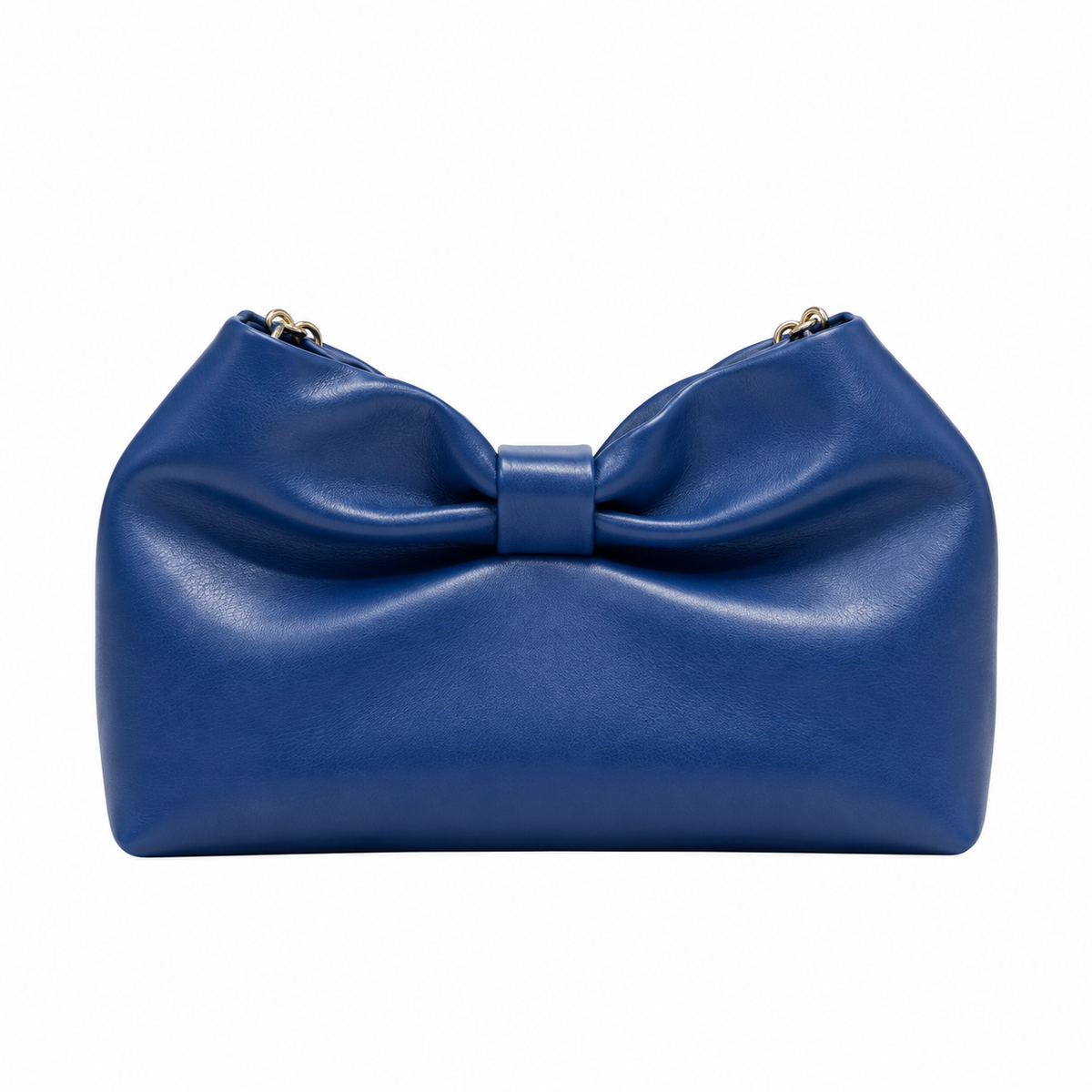 Dior Bow Bag in Royal Blue Lambskin Leather with Antique Gold Chain