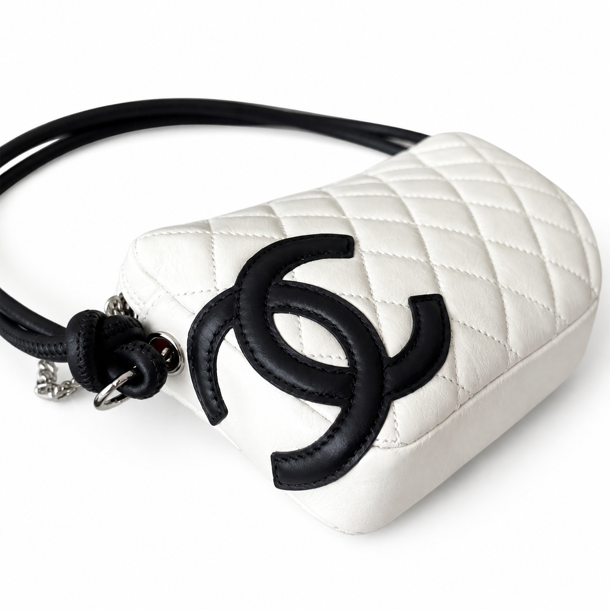Chanel White Quilted Camera Bag