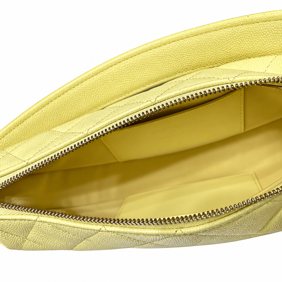 Chanel Lemon Yellow Quilted Caviar Half Moon Bag