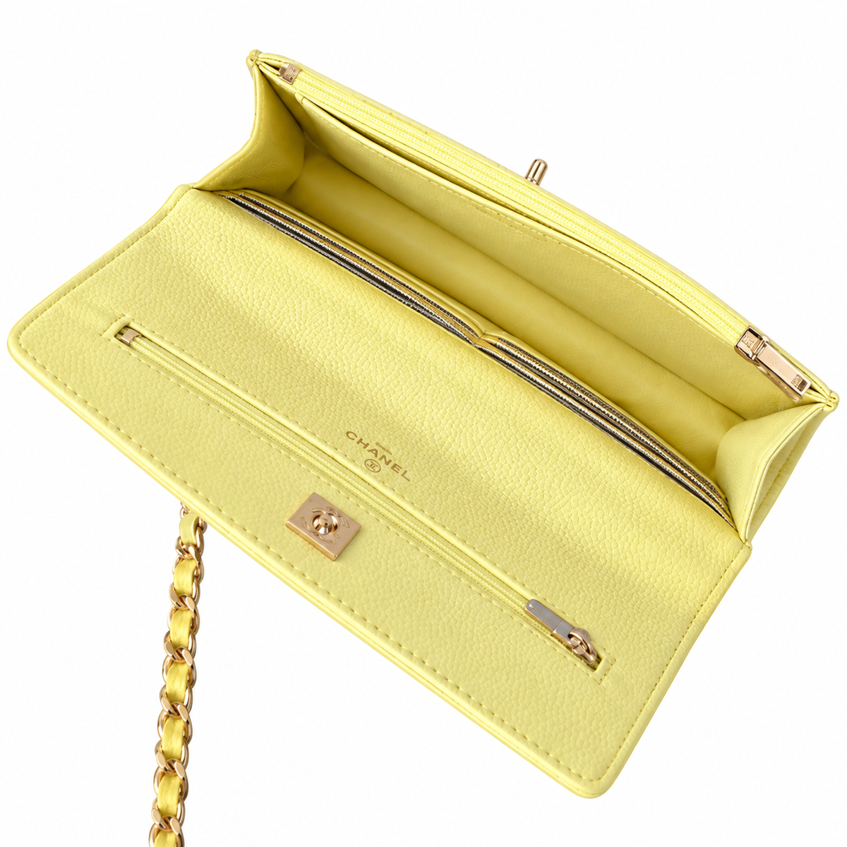 Chanel Yellow Caviar Quilted Mini Top Handle Flap Bag