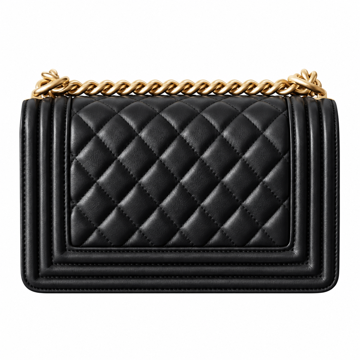 Chanel Black Quilted Lambskin Medium Boy Bag
