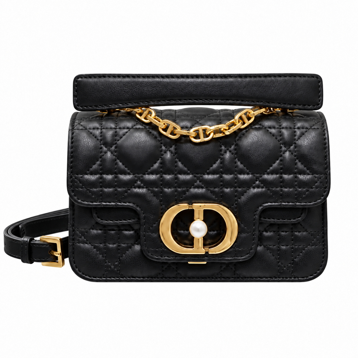 Dior Small Jouis Flap Bag in Black with Pearl CD Clasp