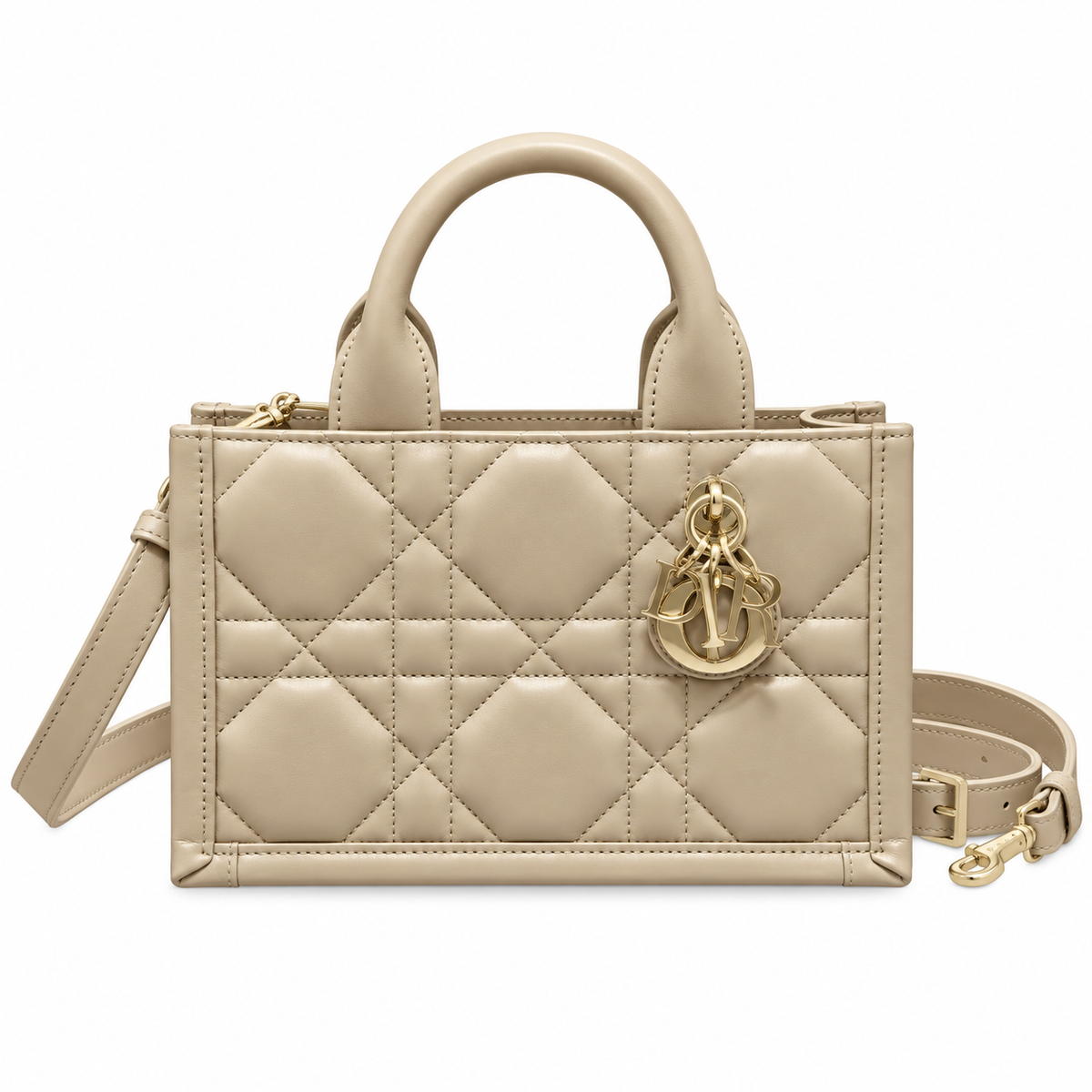 Dior Lady D-Joy Bag in Sand Cannage Leather with Gold CD Charm