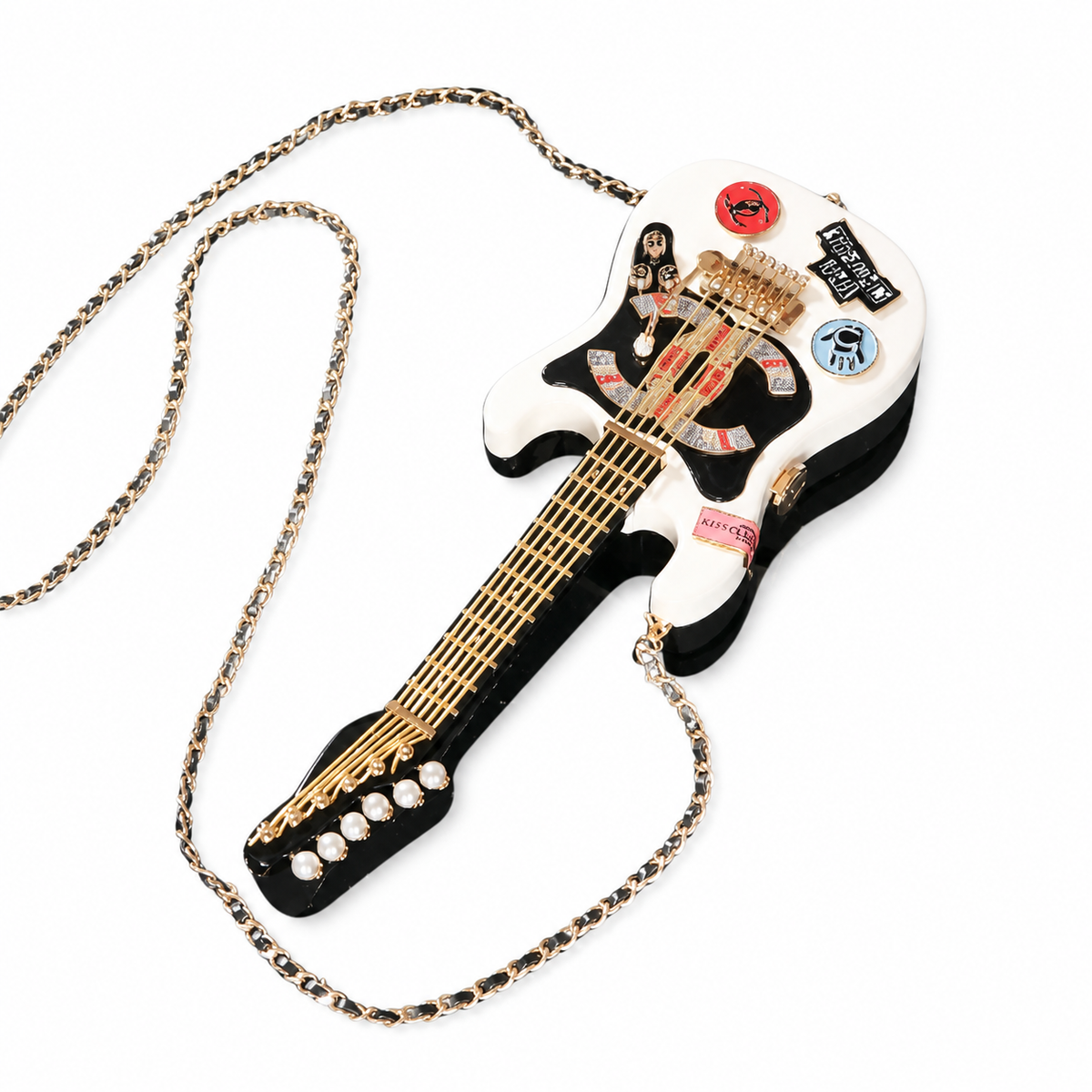 Chanel Guitar-Shaped Chain Crossbody Bag