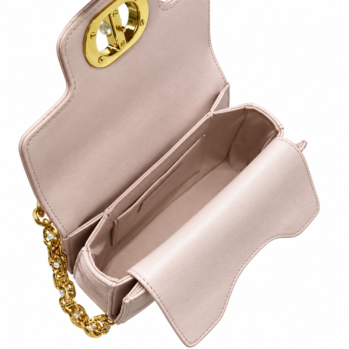 Dior Small Jouis Flap Bag in Nude Pink with Pearl Chain Strap