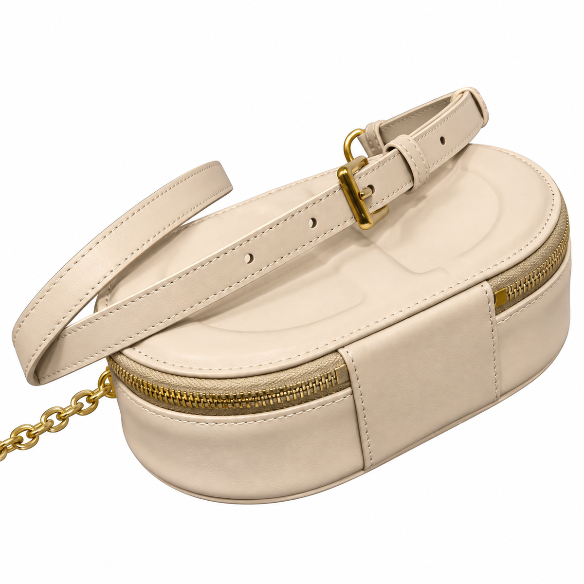 Dior Beige Oval CD Embossed Chain Bag