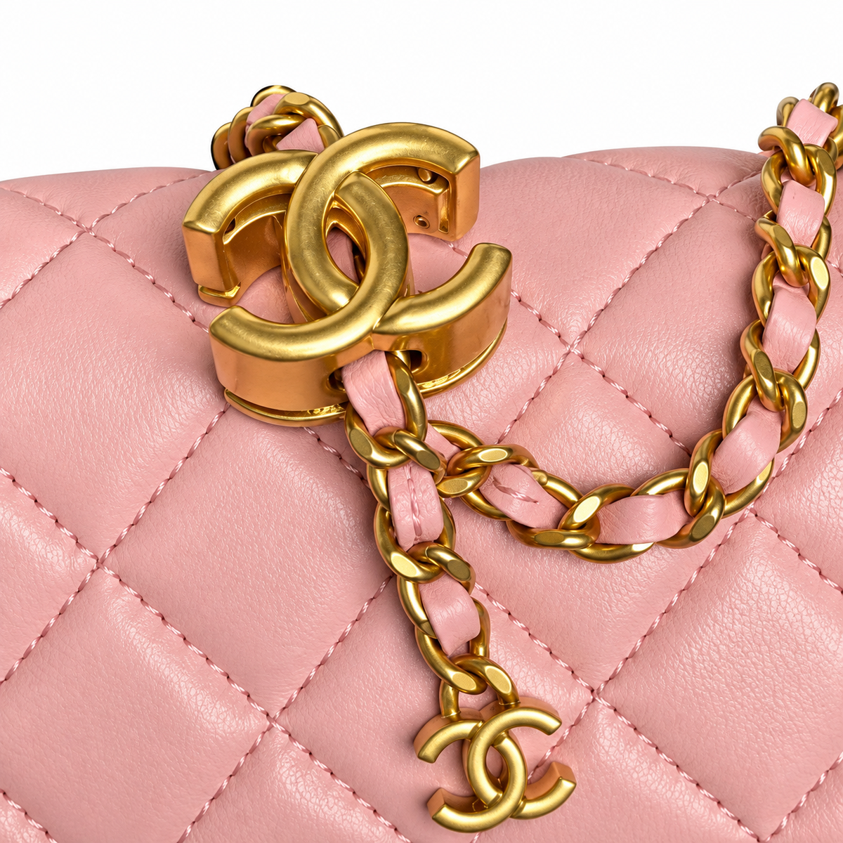 Chanel Quilted Lambskin Top Handle Flap Bag
